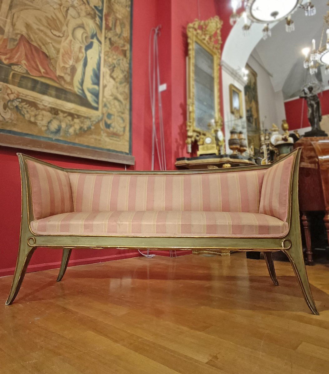 COPPIA DI DIVANETTI DORATI E LACCATI META’ XIX SECOLO -photo-8