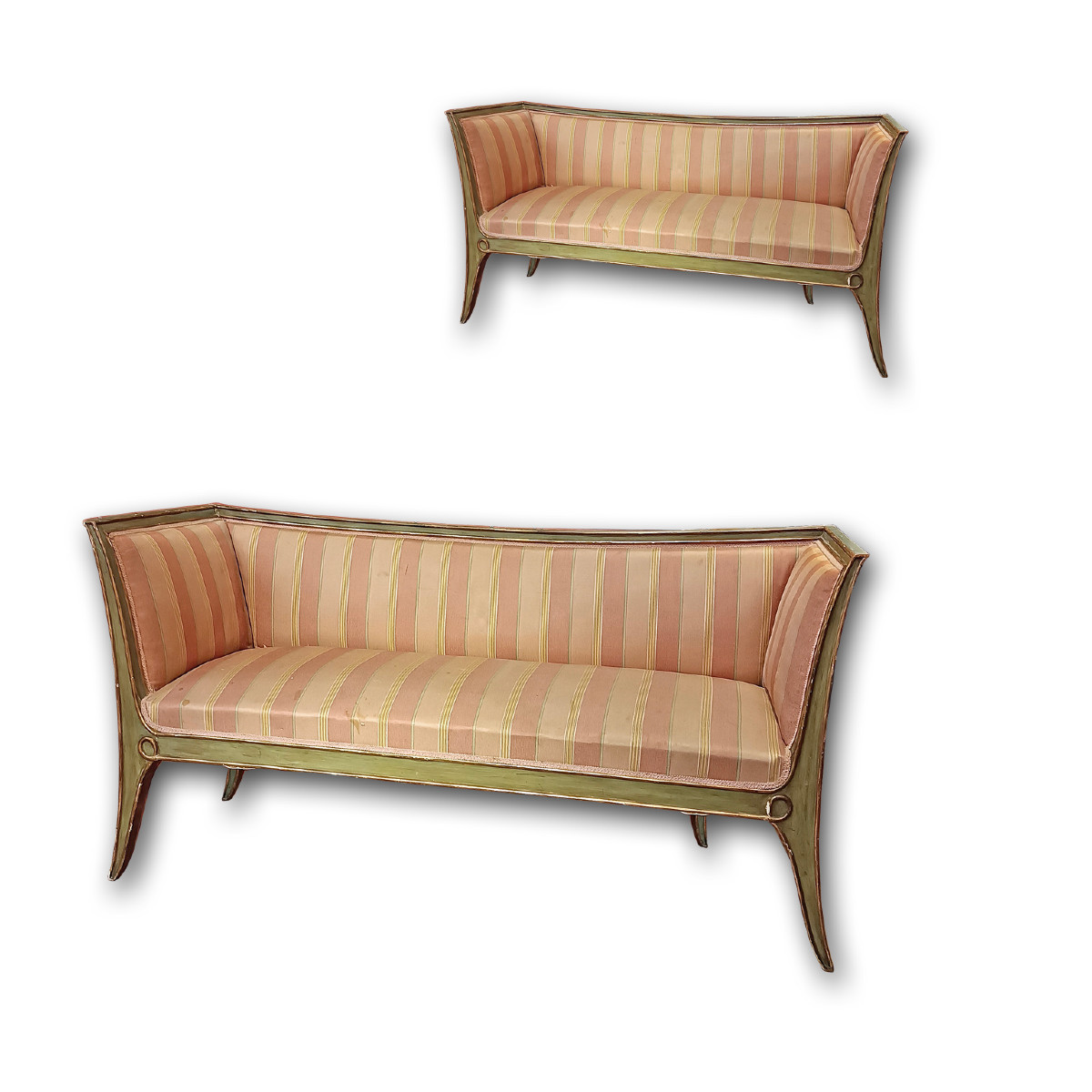 COPPIA DI DIVANETTI DORATI E LACCATI META’ XIX SECOLO 