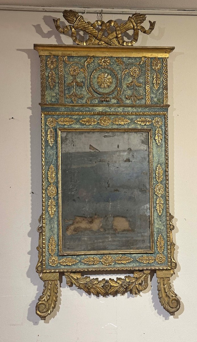 SPECCHIERA NEOCLASSICA DIPINTA E DORATA SECONDA META’ XVIII SECOLO-photo-3