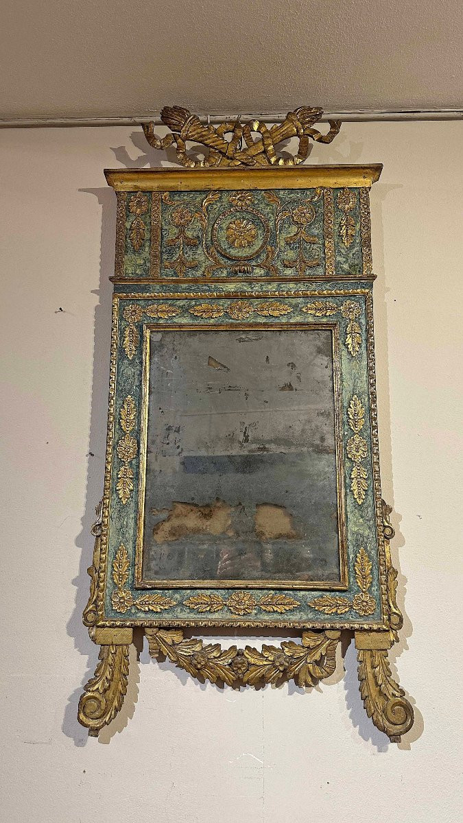 SPECCHIERA NEOCLASSICA DIPINTA E DORATA SECONDA META’ XVIII SECOLO-photo-4
