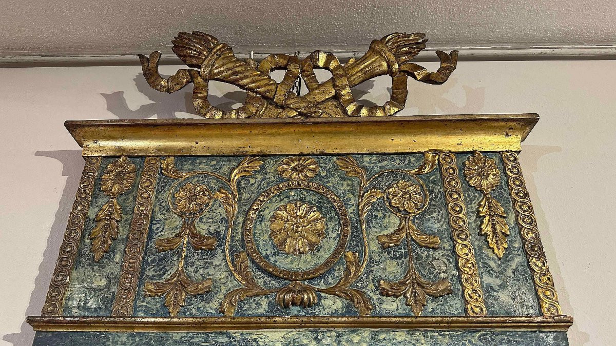 SPECCHIERA NEOCLASSICA DIPINTA E DORATA SECONDA META’ XVIII SECOLO-photo-2