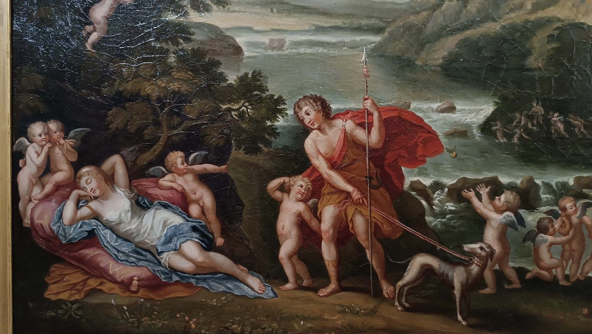 COPPIA DI DIPINTI CON VENERE E ADONE FINE XVIII SECOLO -photo-3