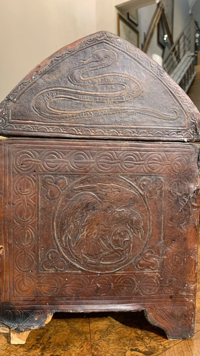 CASSINA PORTACANDELE IN PELLE XIX SECOLO-photo-3