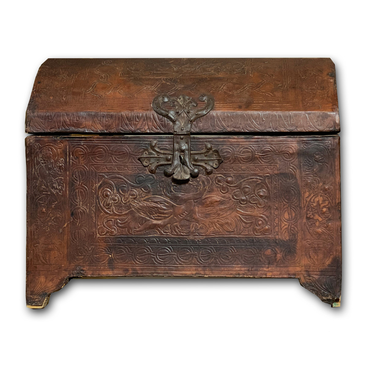 CASSINA PORTACANDELE IN PELLE XIX SECOLO