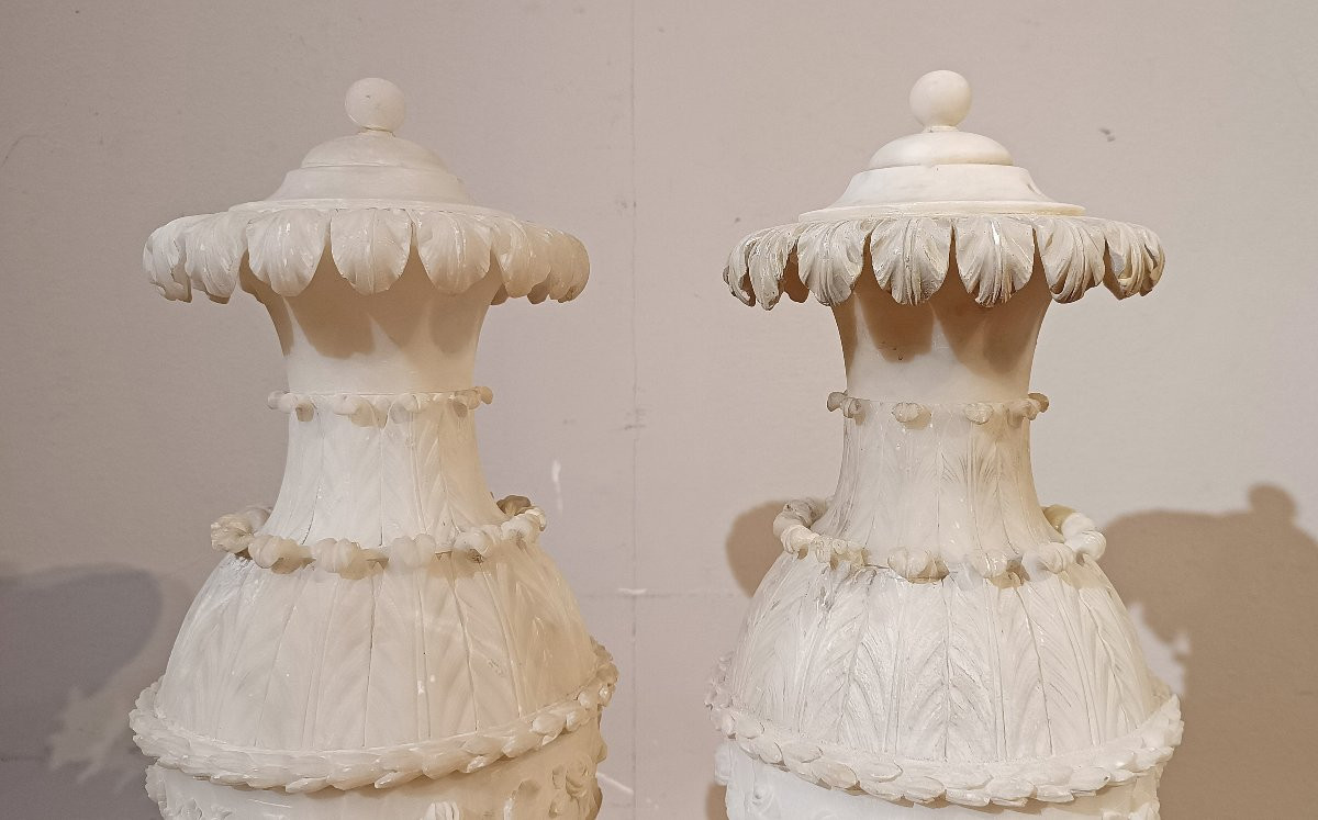 COPPIA DI VASI IN ALABASTRO SECONDA META’ XVIII SECOLO-photo-3