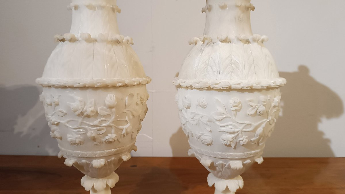 COPPIA DI VASI IN ALABASTRO SECONDA META’ XVIII SECOLO-photo-4