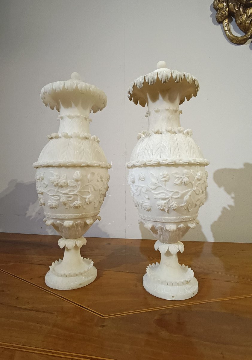 COPPIA DI VASI IN ALABASTRO SECONDA META’ XVIII SECOLO-photo-4