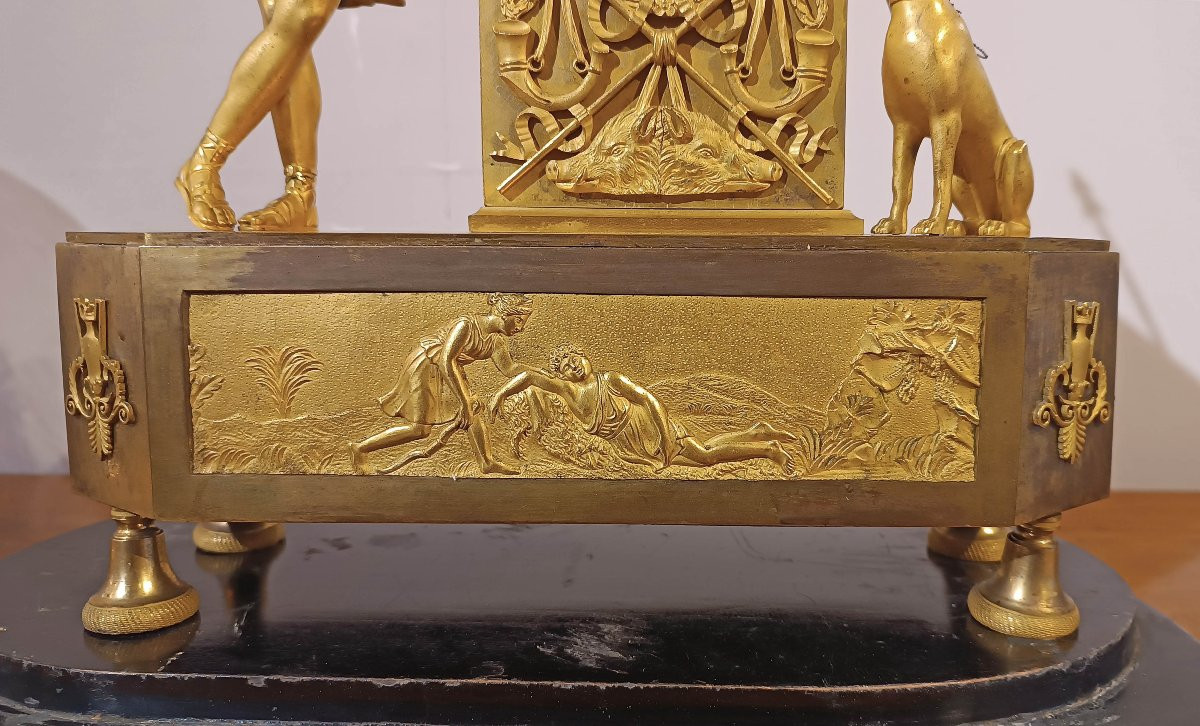 OROLOGIO IN BRONZO DORATO CON ADONE FINE XVIII SECOLO -photo-4