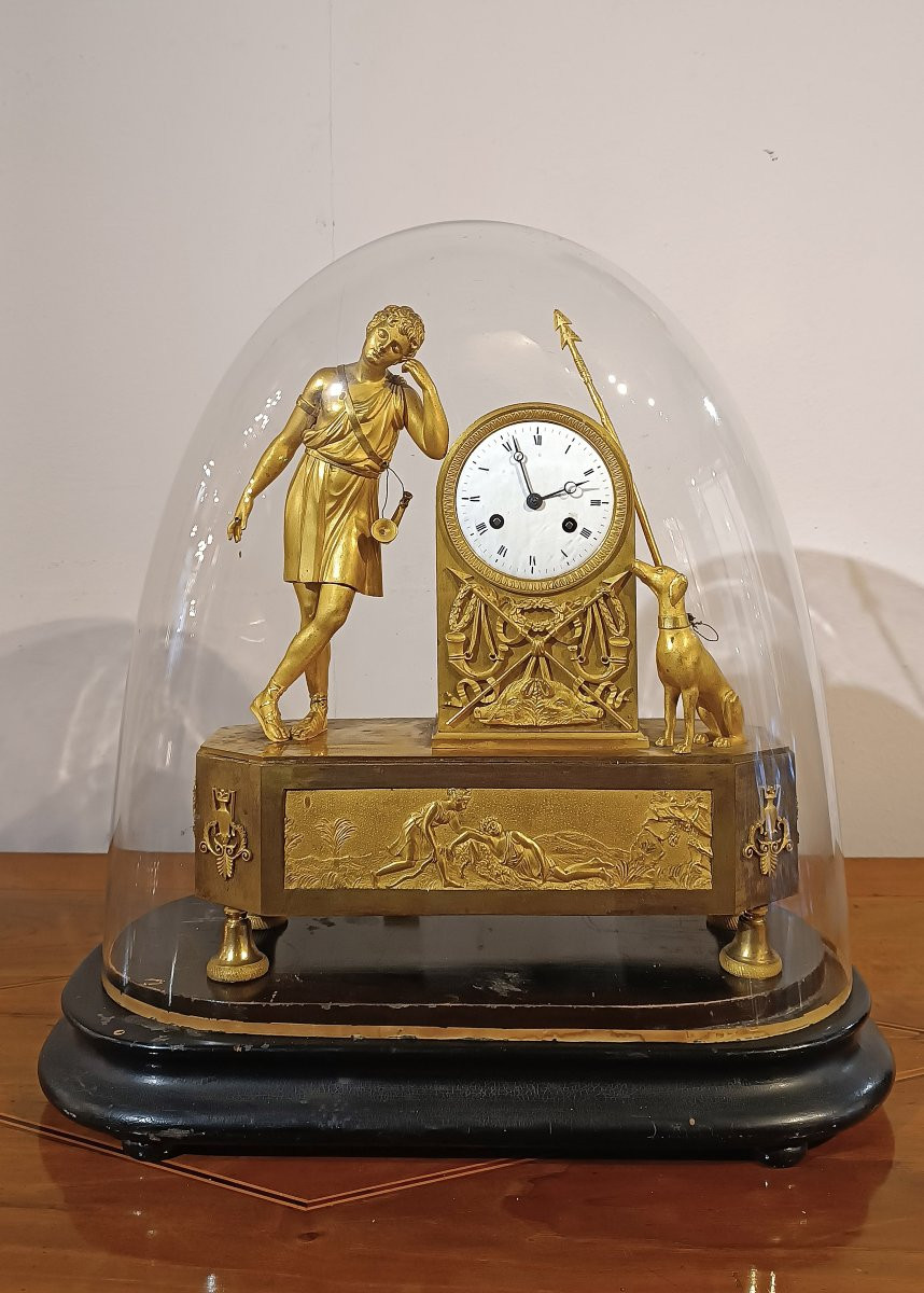 OROLOGIO IN BRONZO DORATO CON ADONE FINE XVIII SECOLO -photo-6