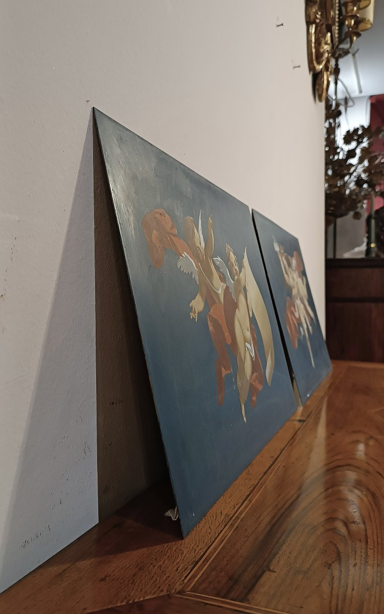 COPPIA DI DIPINTI SU OTTONE META’ XIX SECOLO -photo-4