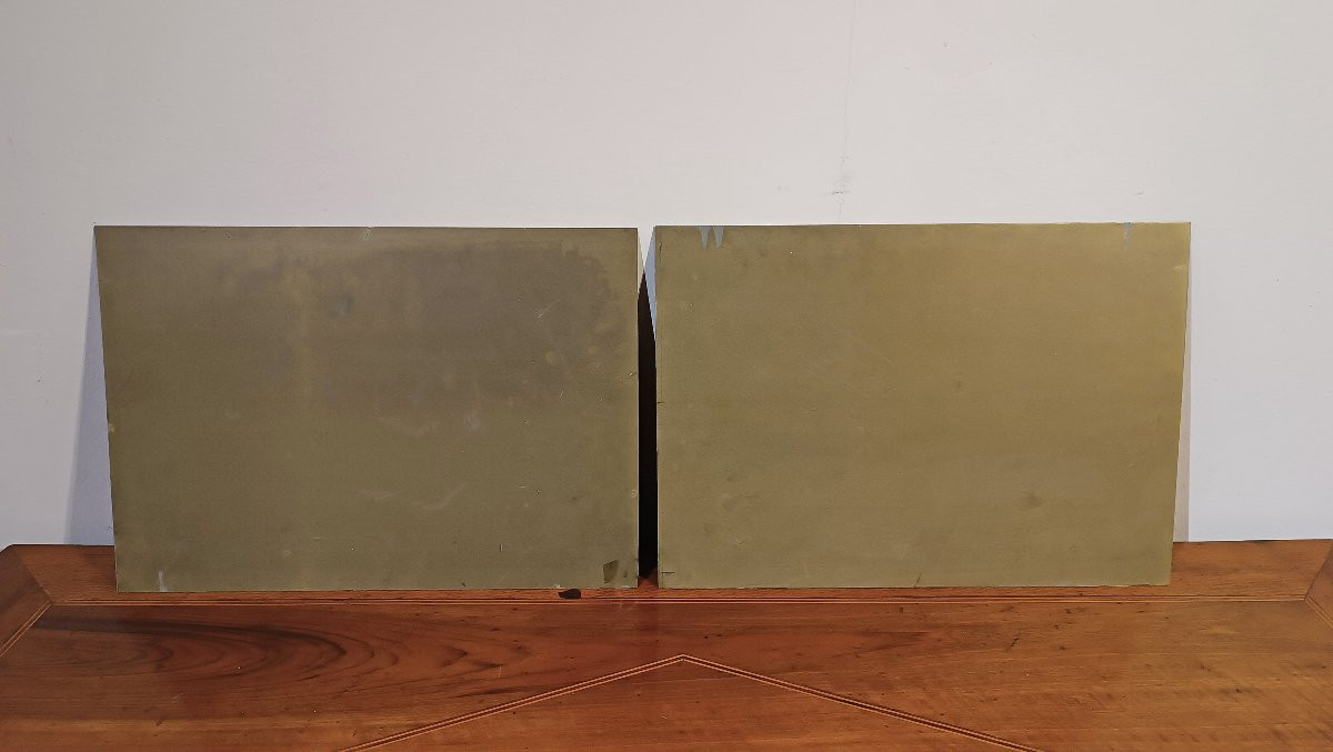 COPPIA DI DIPINTI SU OTTONE META’ XIX SECOLO -photo-6