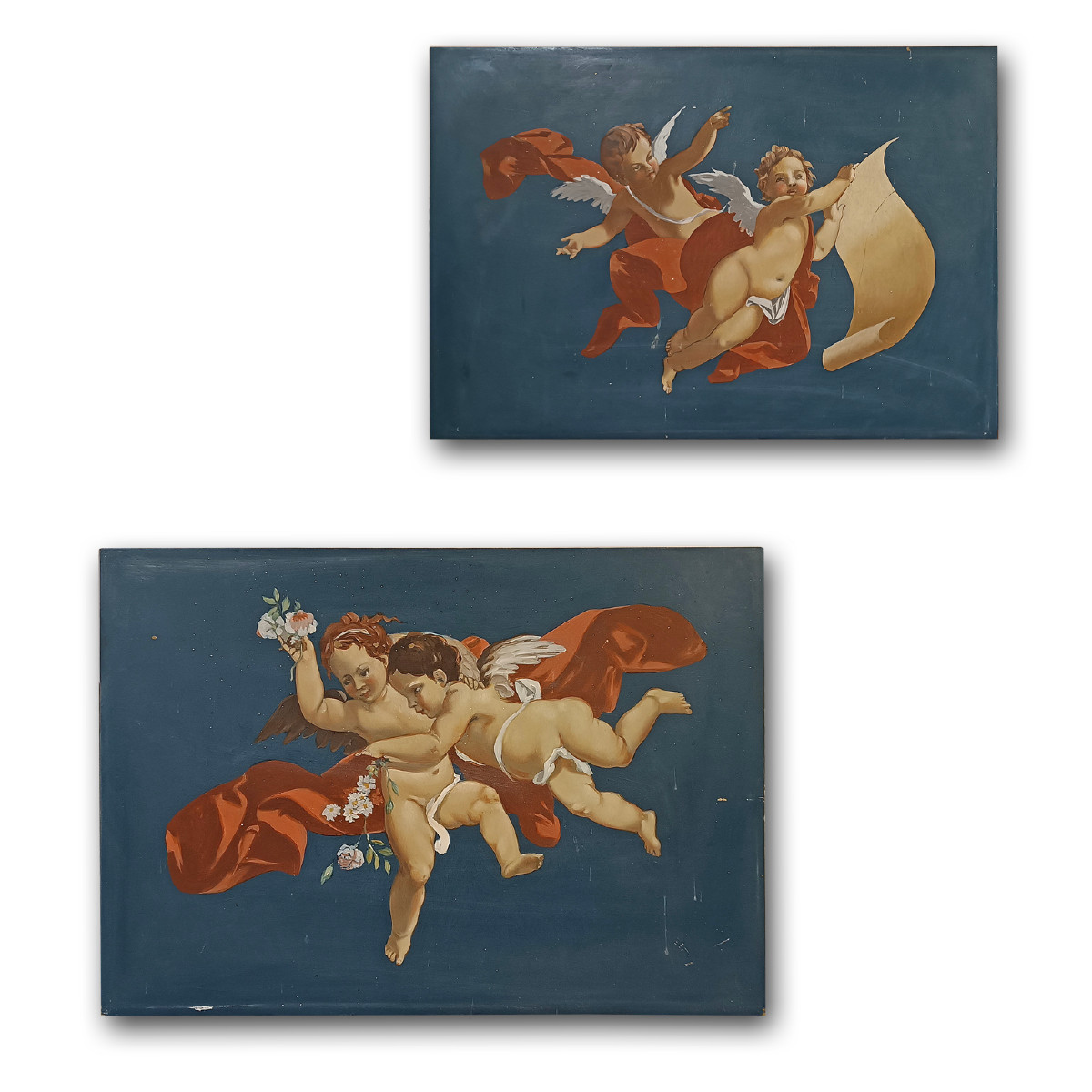 COPPIA DI DIPINTI SU OTTONE META’ XIX SECOLO 