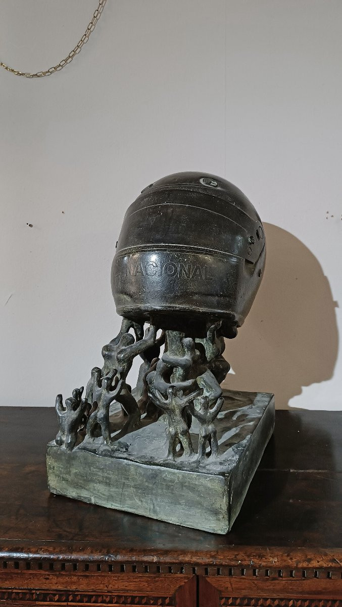 SCULTURA IN BRONZO TRIBUTO AD AYRTON SENNA FINE XX SECOLO-photo-7