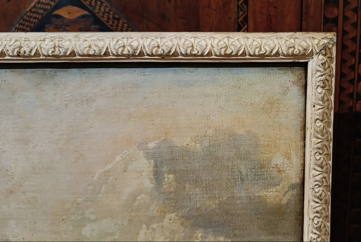 DIPINTO CON BAGNANTI AL FIUME FINE DEL XVIII SECOLO-photo-5