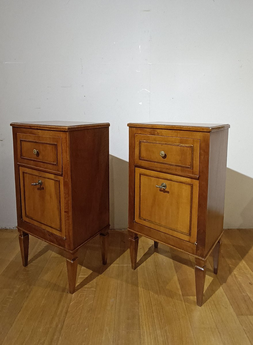 COPPIA DI COMODINI LUIGI XIV IN NOCE FINE XVIII SECOLO-photo-3