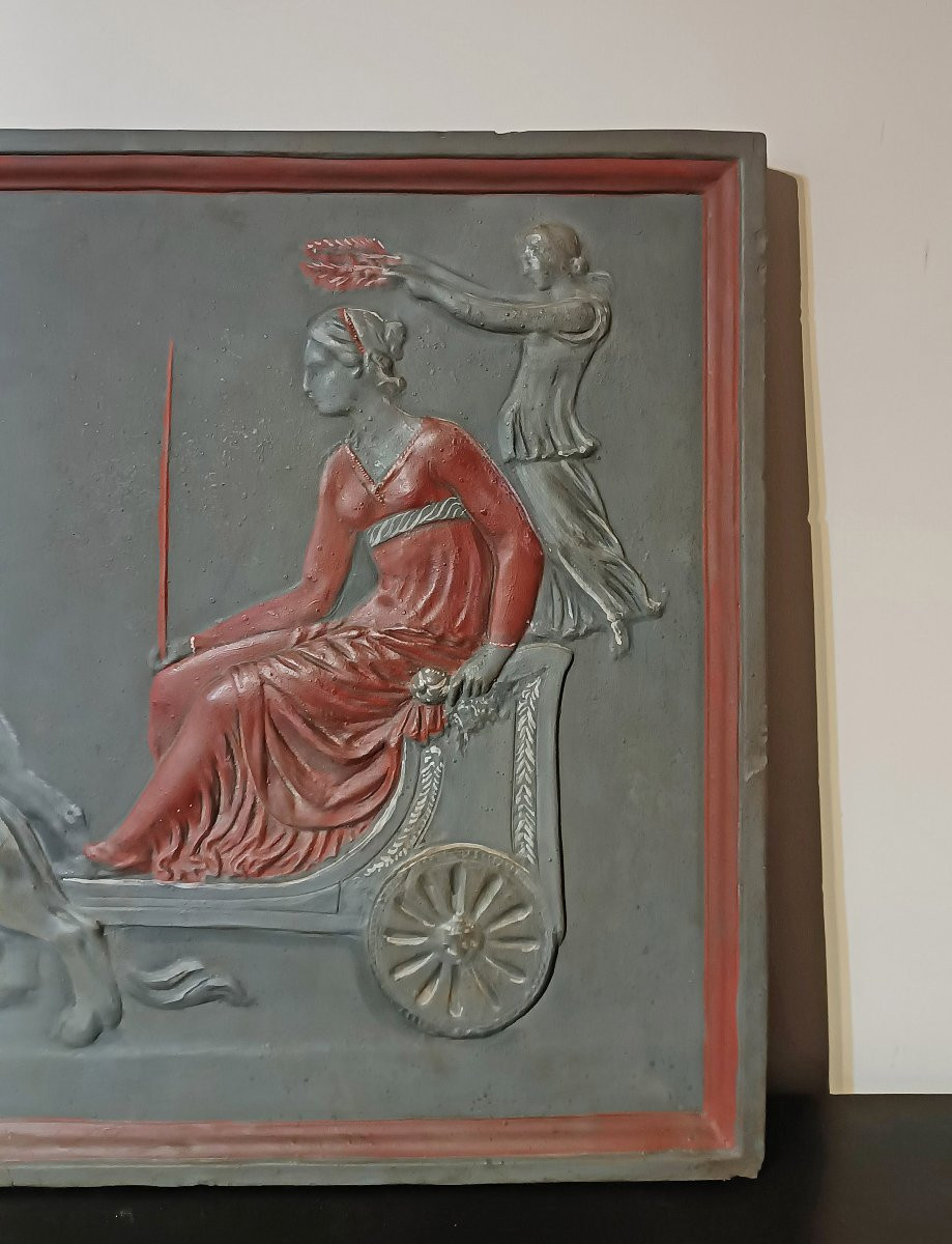 BASSORILIEVO IN STUCCO CON TRIONFO DI ARIANNA XVIII SECOLO-photo-2