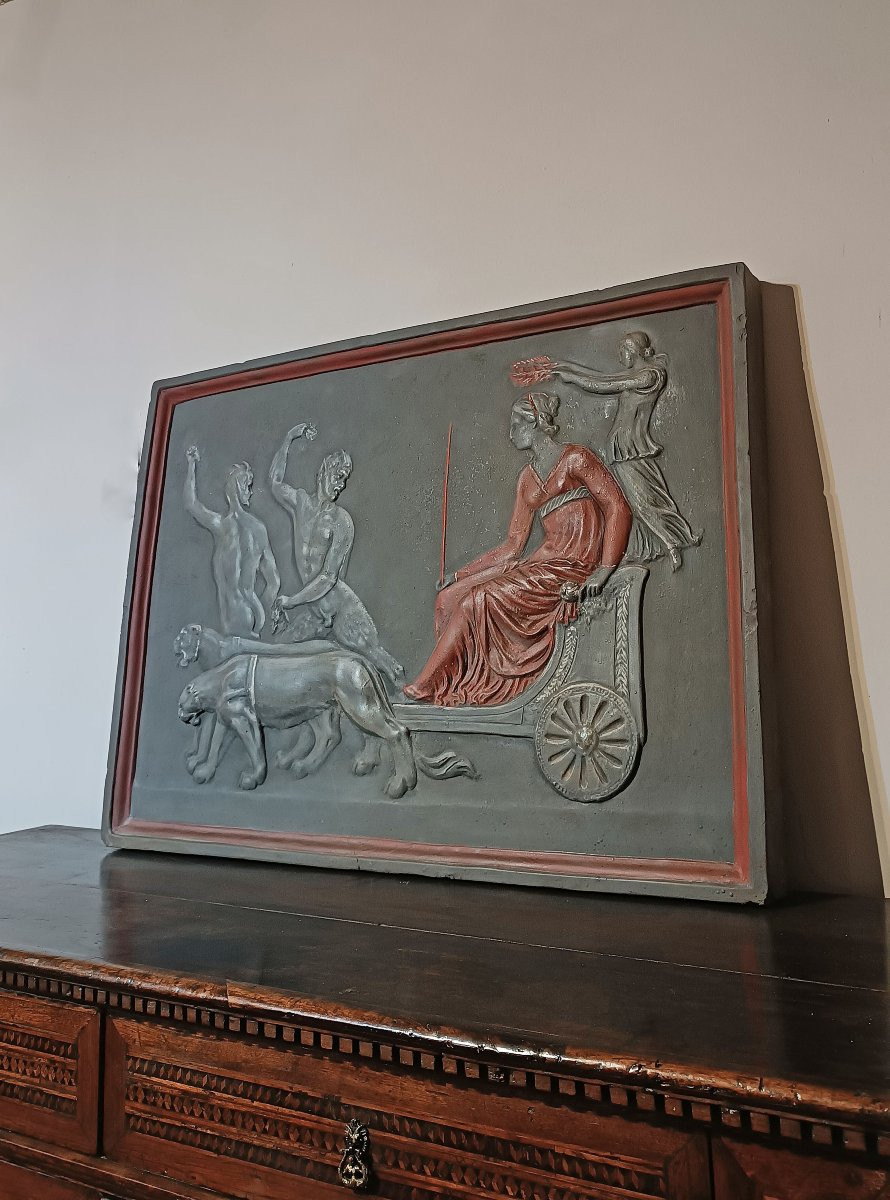 BASSORILIEVO IN STUCCO CON TRIONFO DI ARIANNA XVIII SECOLO-photo-3
