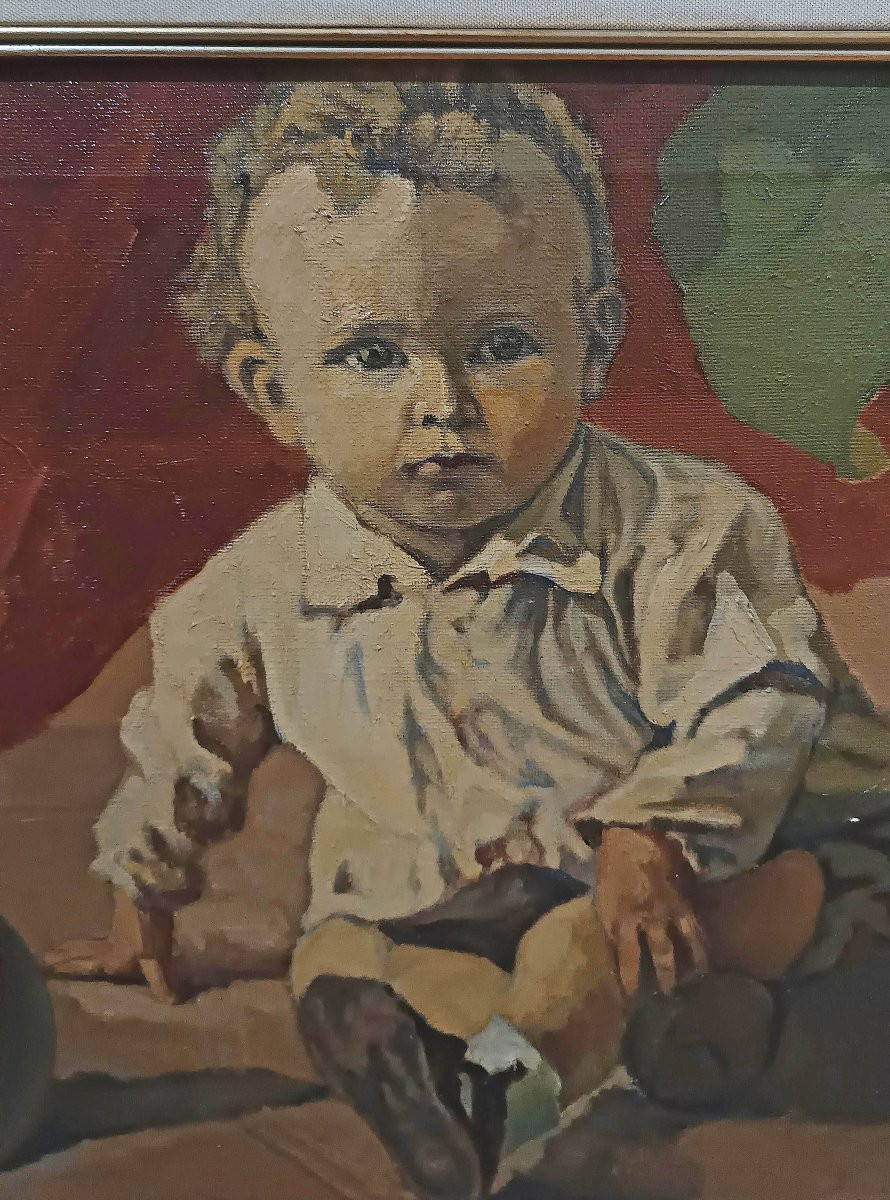 DIPINTO CON BAMBINO DI NATALE BENCINI PRIMA META’ XX SECOLO-photo-3