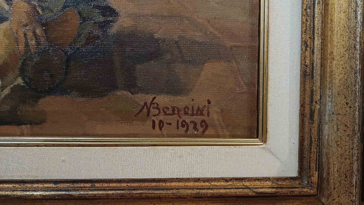 DIPINTO CON BAMBINO DI NATALE BENCINI PRIMA META’ XX SECOLO-photo-4