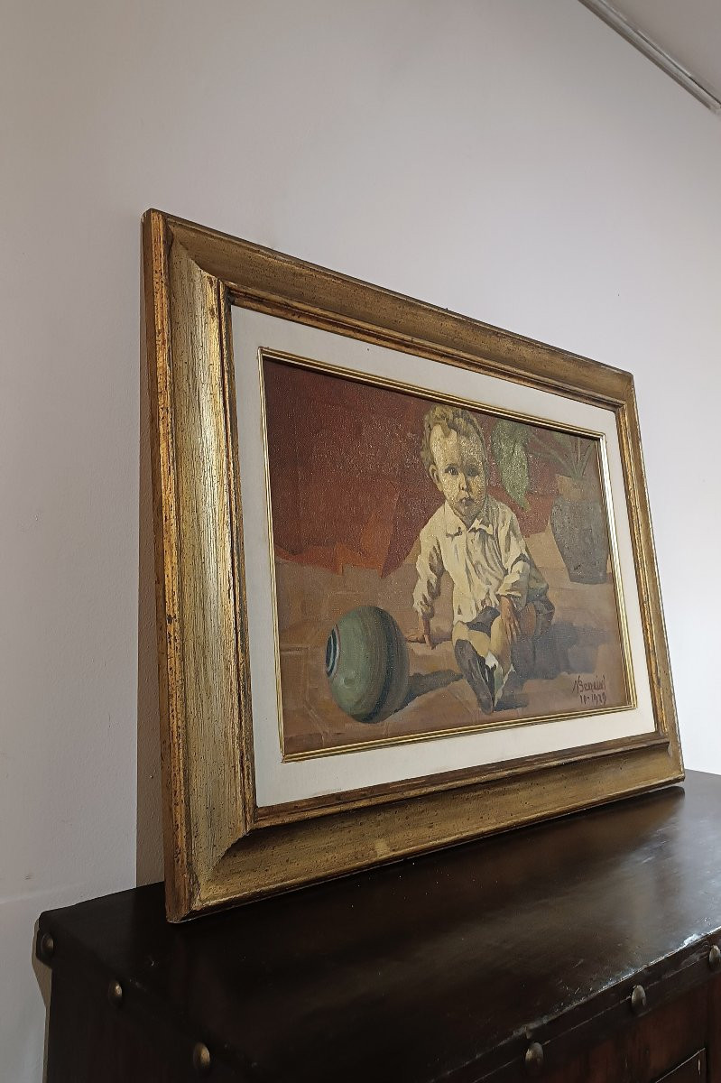 DIPINTO CON BAMBINO DI NATALE BENCINI PRIMA META’ XX SECOLO-photo-5