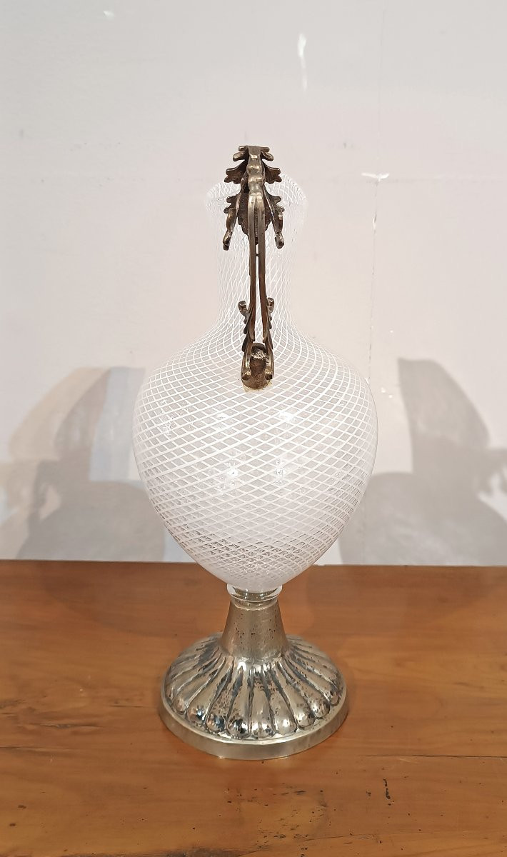 BROCCA VENEZIANA IN VETRO E ARGENTO XVIII SECOLO -photo-3