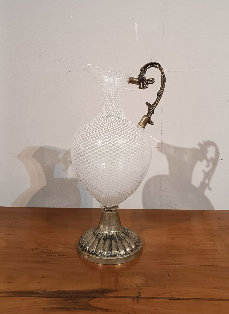 BROCCA VENEZIANA IN VETRO E ARGENTO XVIII SECOLO -photo-4