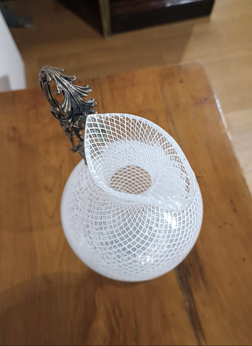 BROCCA VENEZIANA IN VETRO E ARGENTO XVIII SECOLO -photo-1