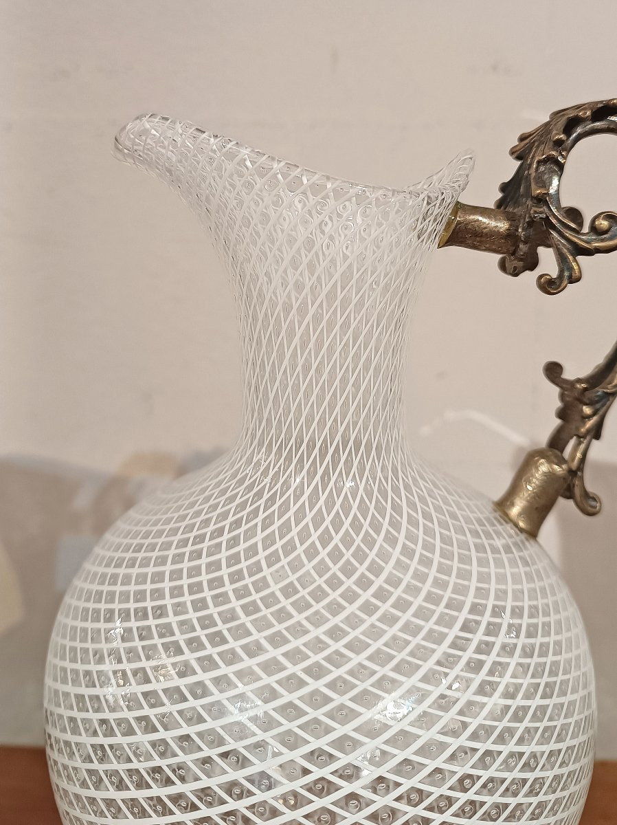 BROCCA VENEZIANA IN VETRO E ARGENTO XVIII SECOLO -photo-3