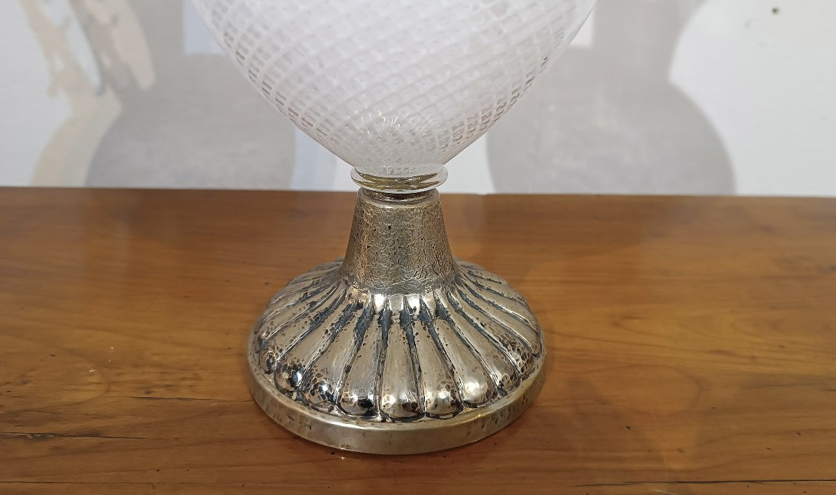 BROCCA VENEZIANA IN VETRO E ARGENTO XVIII SECOLO -photo-5