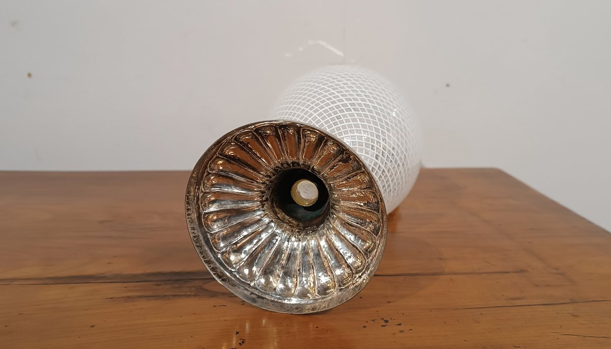 BROCCA VENEZIANA IN VETRO E ARGENTO XVIII SECOLO -photo-6