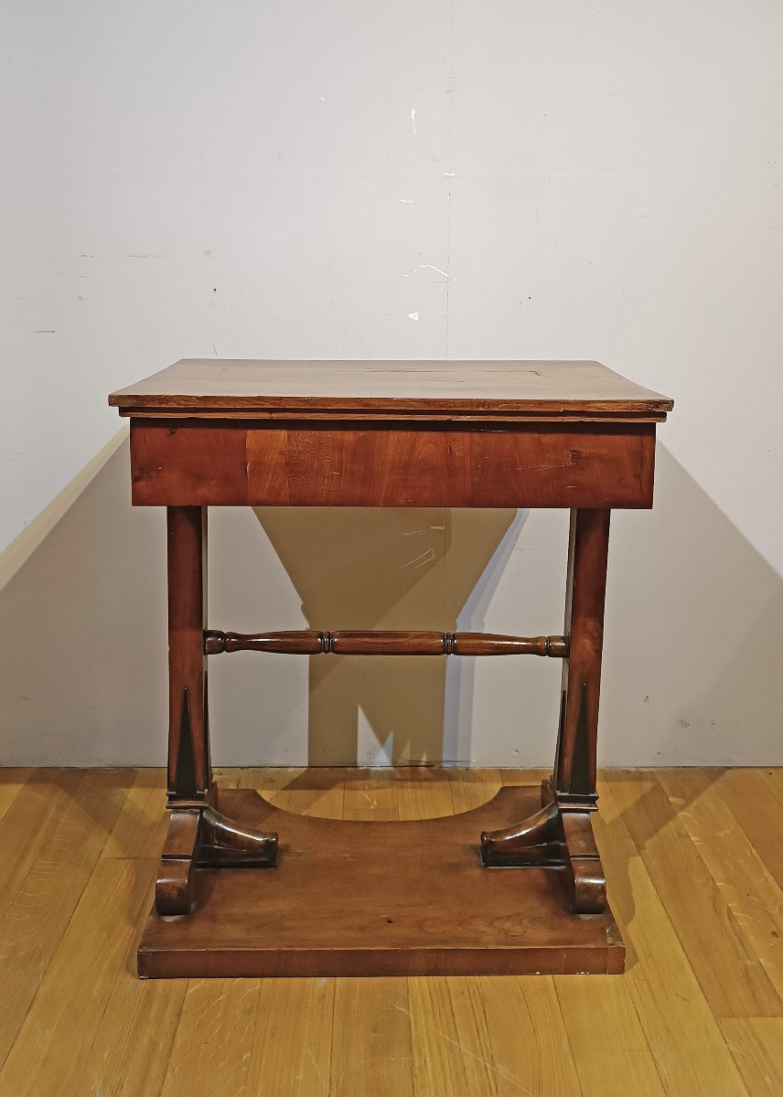 TAVOLINO IN CILIEGIO CON PIANO SCORREVOLE PRIMA META’ XIX SECOLO -photo-1