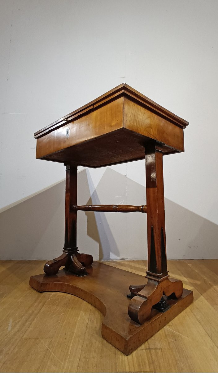 TAVOLINO IN CILIEGIO CON PIANO SCORREVOLE PRIMA META’ XIX SECOLO -photo-5