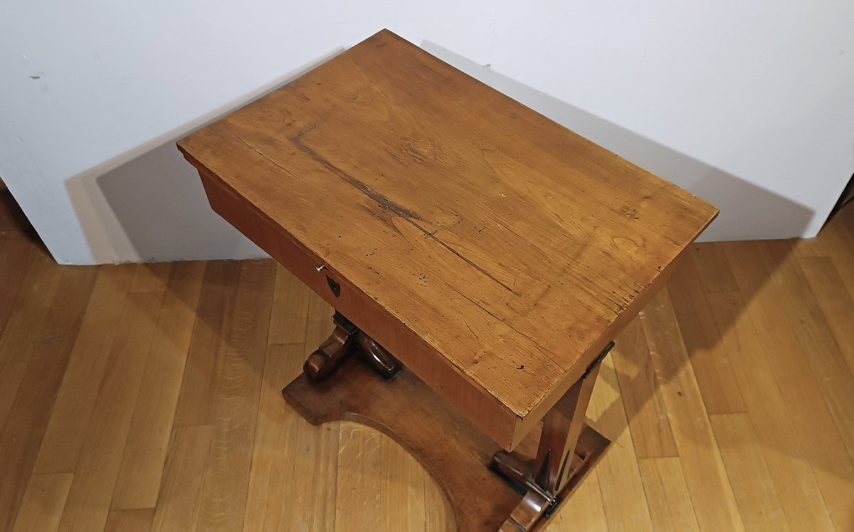 TAVOLINO IN CILIEGIO CON PIANO SCORREVOLE PRIMA META’ XIX SECOLO -photo-8