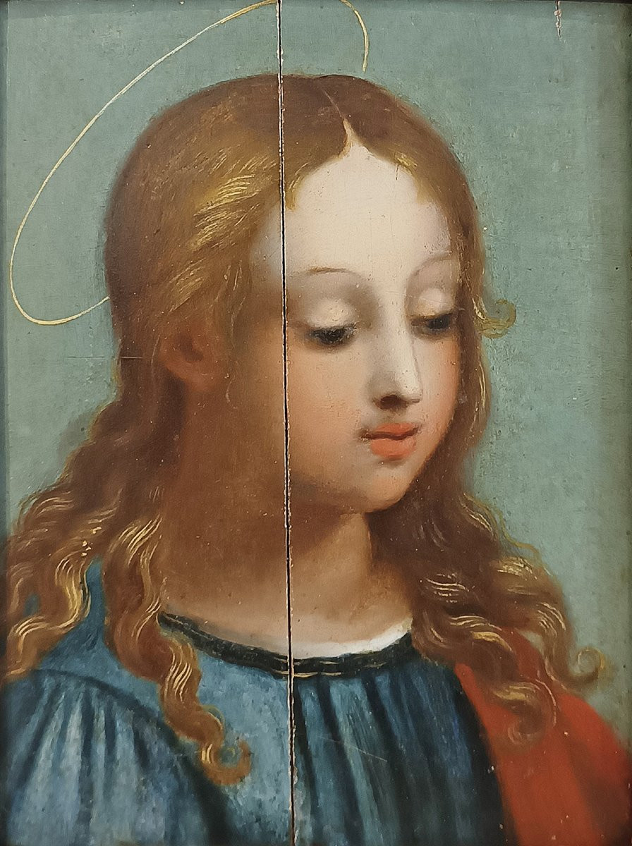 COPPIA DI DIPINTI AD OLIO SU TAVOLA FINE XVI SECOLO-photo-3