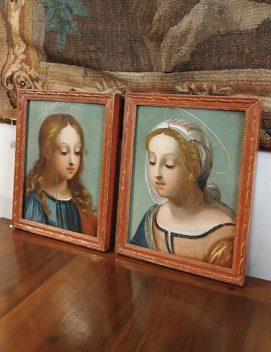 COPPIA DI DIPINTI AD OLIO SU TAVOLA FINE XVI SECOLO-photo-5