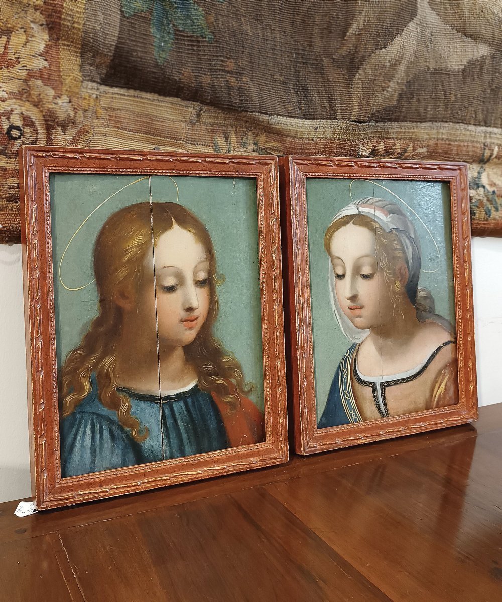 COPPIA DI DIPINTI AD OLIO SU TAVOLA FINE XVI SECOLO-photo-7