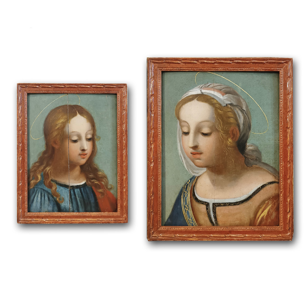 COPPIA DI DIPINTI AD OLIO SU TAVOLA FINE XVI SECOLO