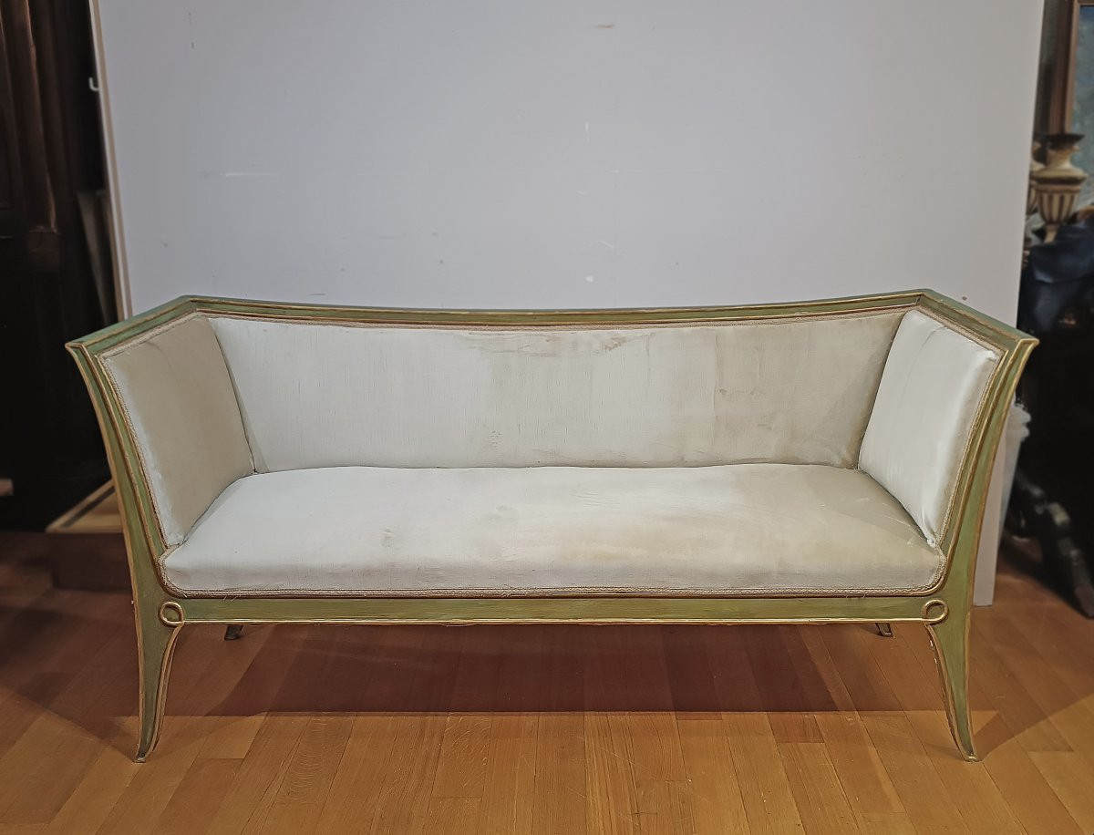 COPPIA DI DIVANETTI DORATI E LACCATI META’ XIX SECOLO -photo-2