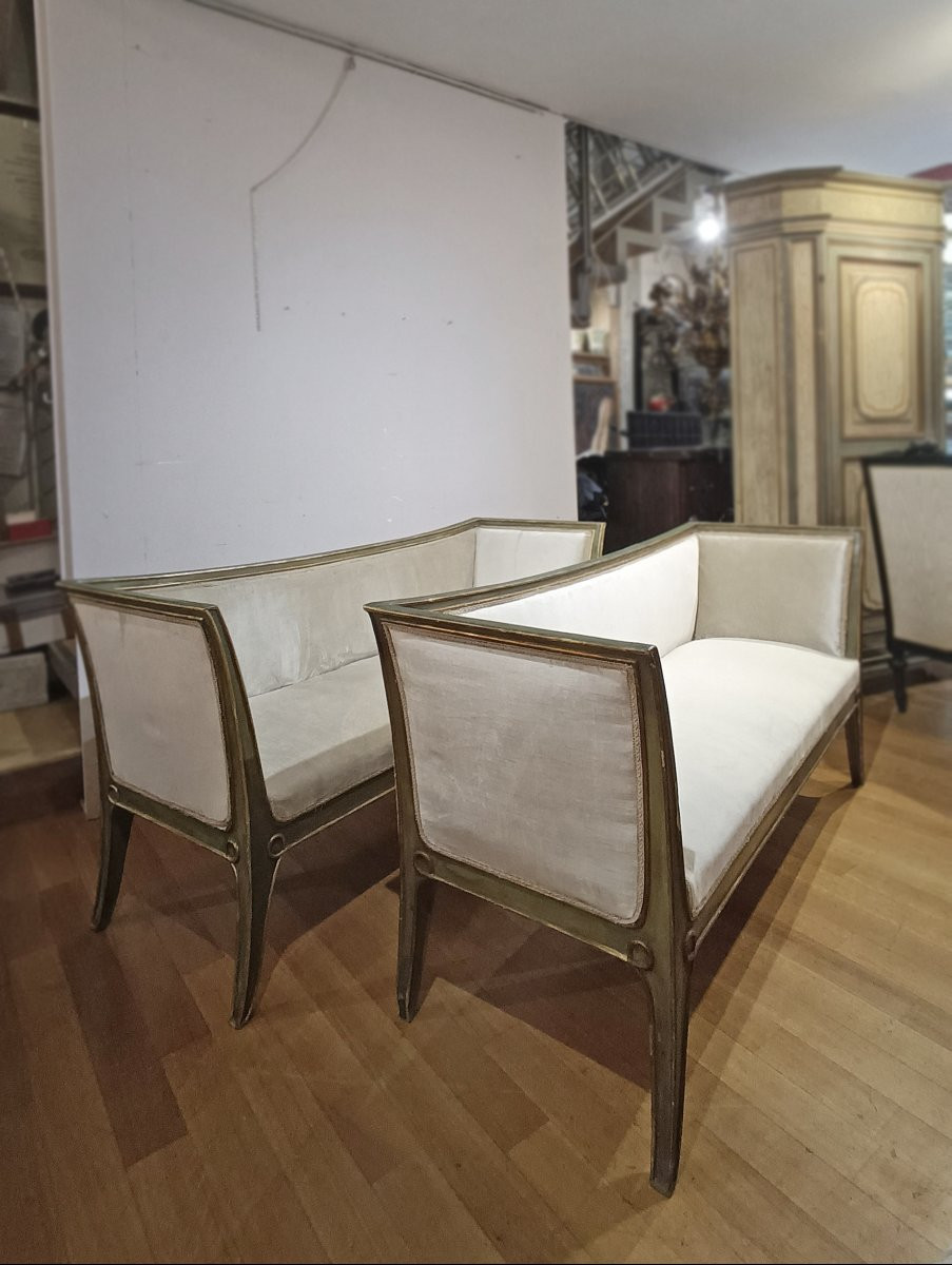 COPPIA DI DIVANETTI DORATI E LACCATI META’ XIX SECOLO -photo-4