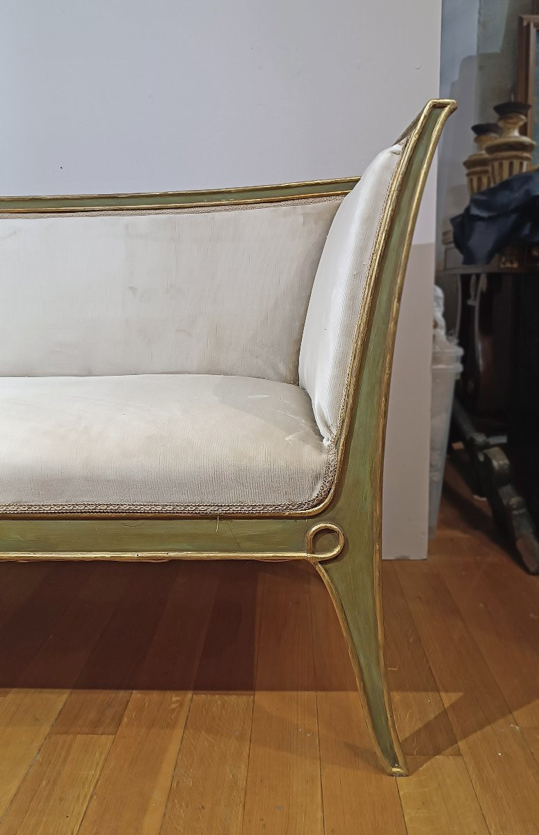 COPPIA DI DIVANETTI DORATI E LACCATI META’ XIX SECOLO -photo-3