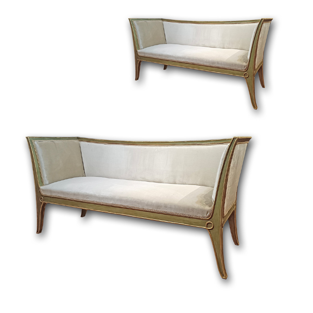 COPPIA DI DIVANETTI DORATI E LACCATI META’ XIX SECOLO 