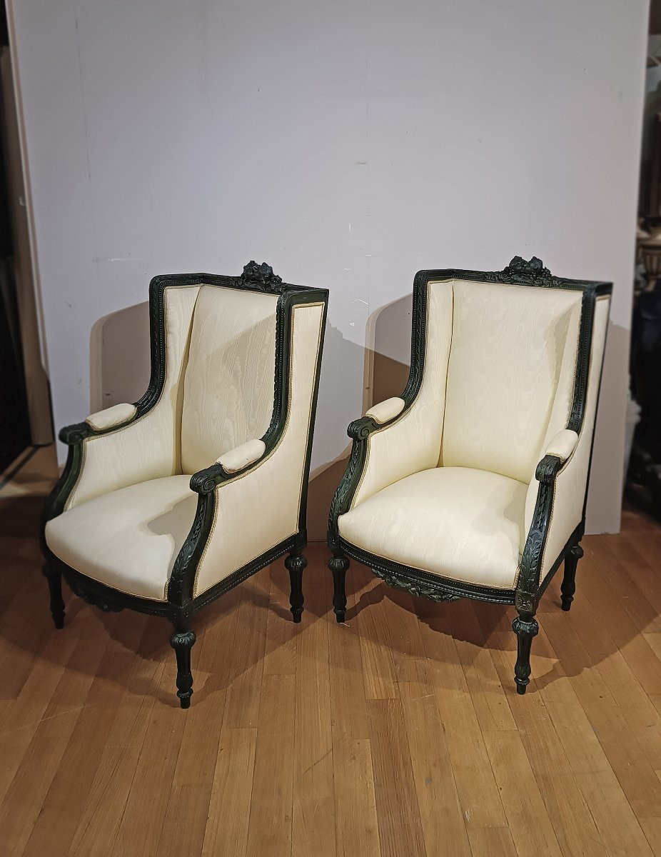 COPPIA DI POLTRONE BERGÈRE PRIMI XIX SECOLO -photo-3