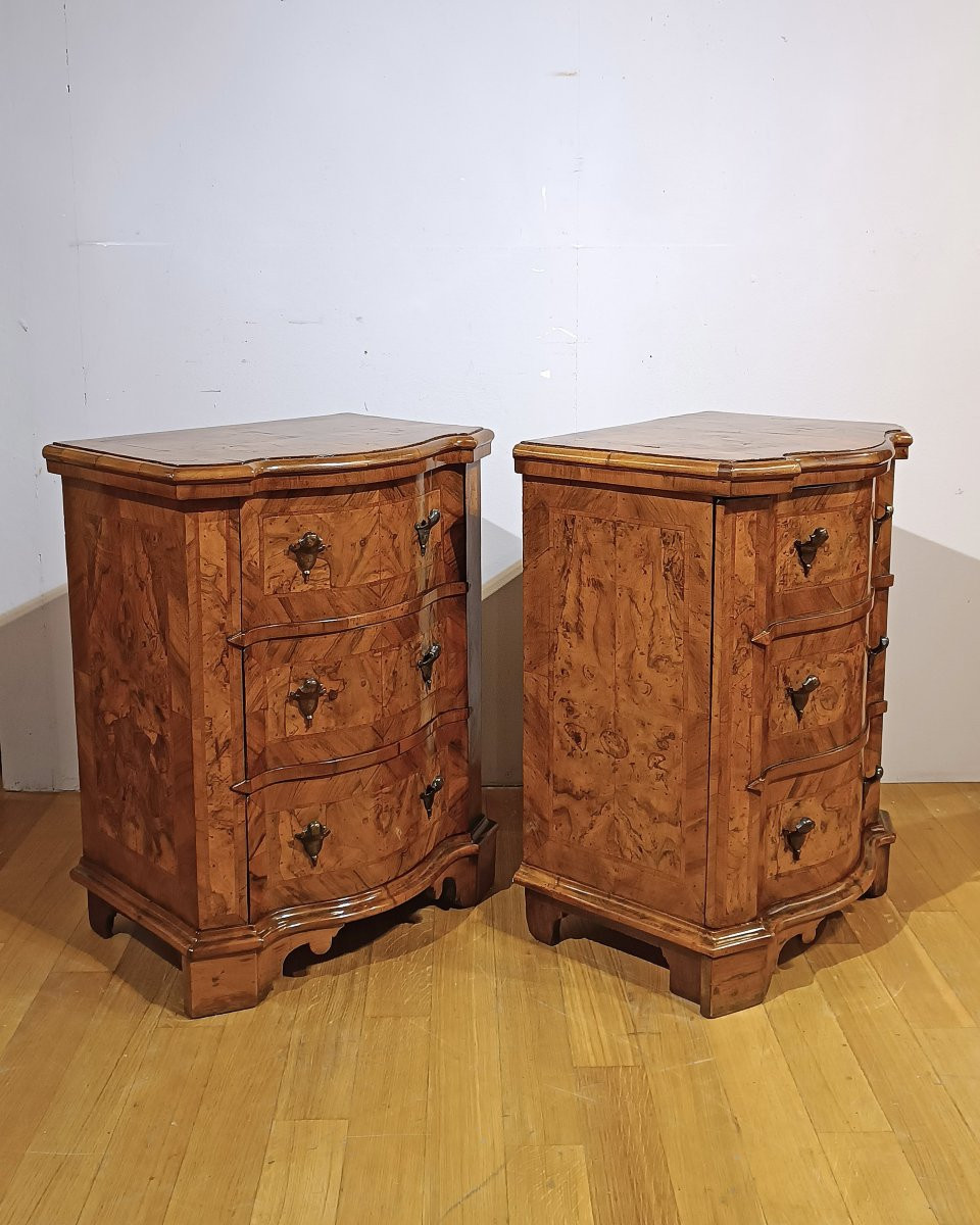 COPPIA DI COMODINI LASTRONATI LUIGI XIV PRIMA META’ XVIII SECOLO-photo-2