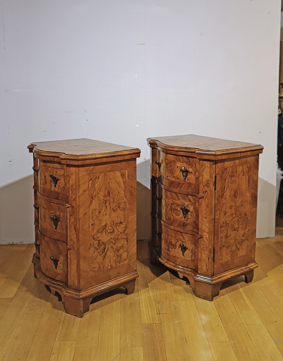 COPPIA DI COMODINI LASTRONATI LUIGI XIV PRIMA META’ XVIII SECOLO-photo-3