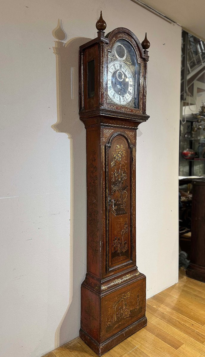 OROLOGIO A TORRE IN LACCA VENEZIANA META’ XVIII SECOLO-photo-3