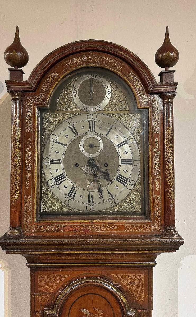 OROLOGIO A TORRE IN LACCA VENEZIANA META’ XVIII SECOLO-photo-1