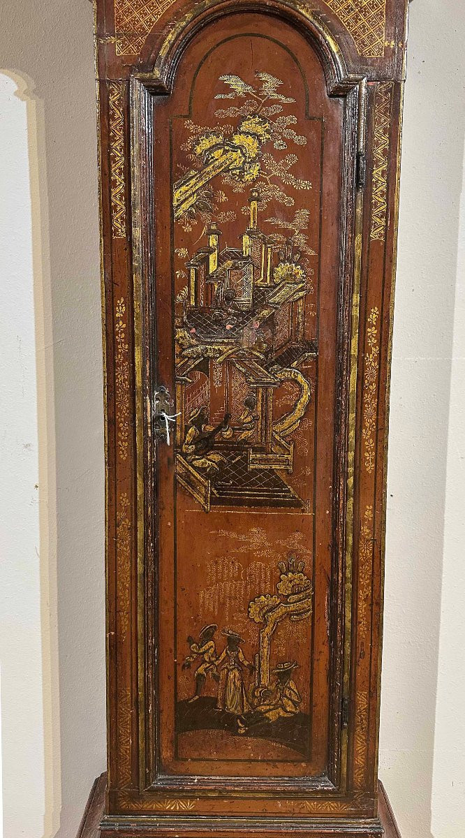 OROLOGIO A TORRE IN LACCA VENEZIANA META’ XVIII SECOLO-photo-2