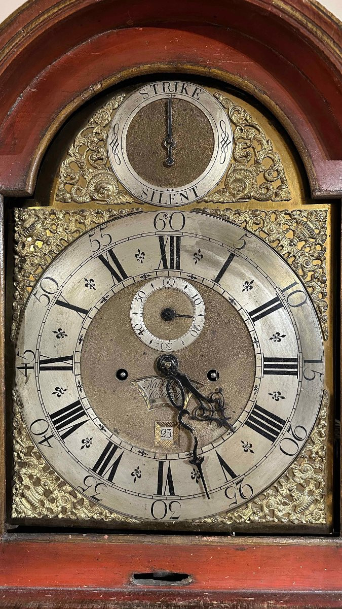 OROLOGIO A TORRE IN LACCA VENEZIANA META’ XVIII SECOLO-photo-5