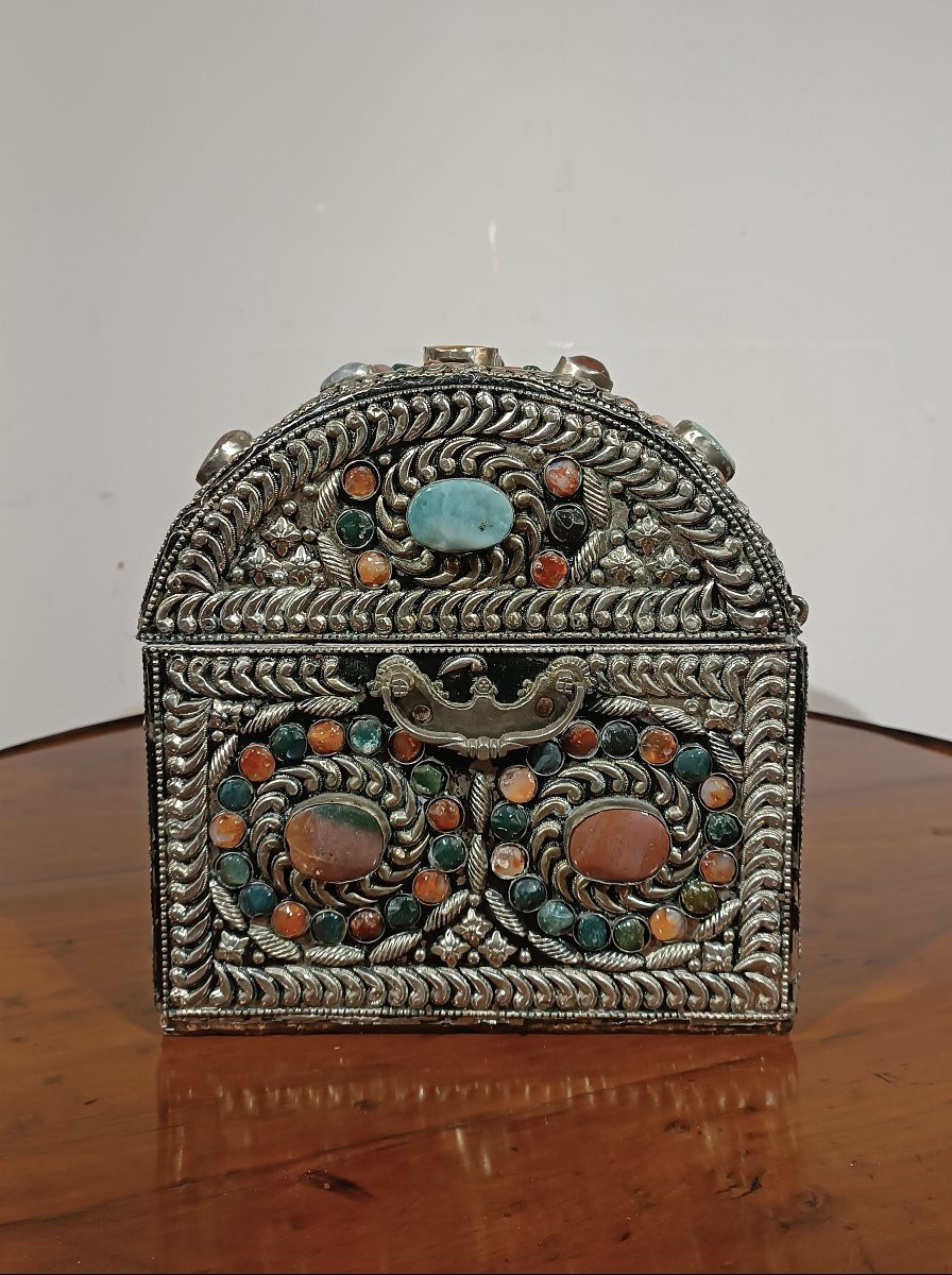 BAULETTO PORTAGIOIE CON PIETRE DURE XIX SECOLO-photo-4