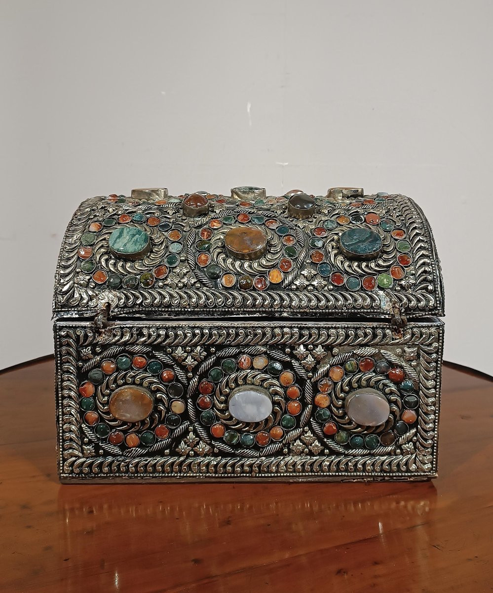 BAULETTO PORTAGIOIE CON PIETRE DURE XIX SECOLO-photo-1